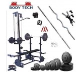 Body Tech 10kg Pvc Home Gym Set With 20 In 1 Exercise Bench.